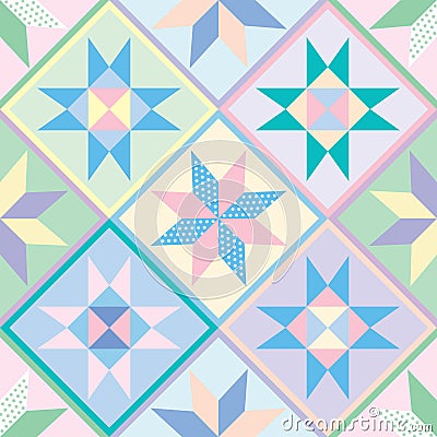 Patchwork Quilt Seamless Pattern Vector Illustration