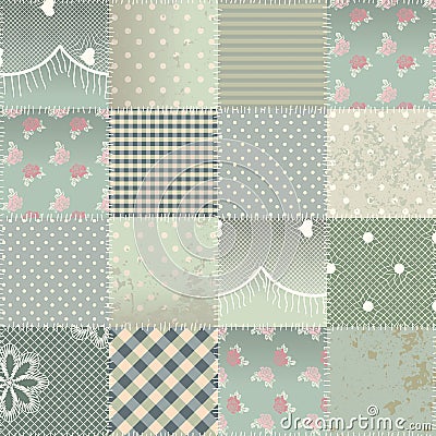 The patchwork quilt in shabby chic style Vector Illustration