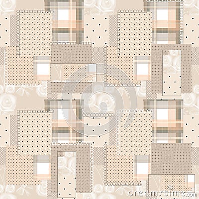 Patchwork retro seamless dotted pattern background Stock Photo