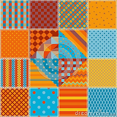 Patchwork seamless pattern in ethnic style. Colorful print for fabric and textile with quilting Vector Illustration