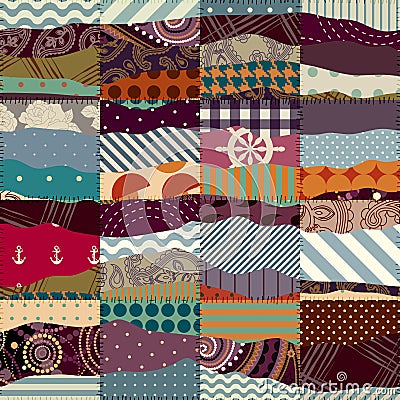 Patchwork with wavy effect Vector Illustration