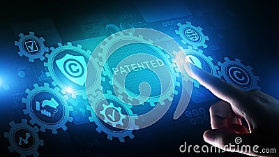 Patented Patent Copyright Law Business technology concept. Stock Photo