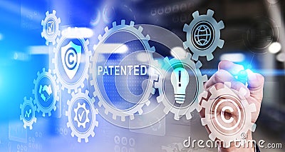 Patented Patent Copyright Law Business technology concept Stock Photo