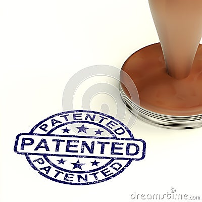 Patented Stamp Showing Registered Patent Or Trademarks Stock Photo