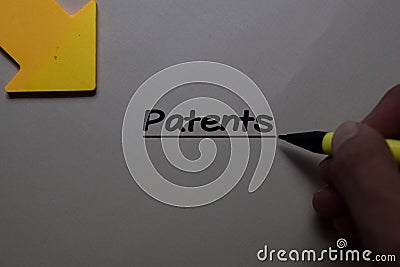 Patents write on a paperwork on office desk Stock Photo