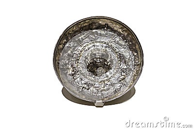 Patera for libations from Iberian Culture made of gilded silver Editorial Stock Photo