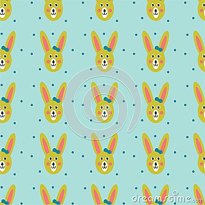 Patern seamless pattern with cute hares and elements Vector Illustration