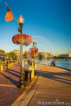 Path along the Potomac River in Georgetown, Washington, DC. Editorial Stock Photo