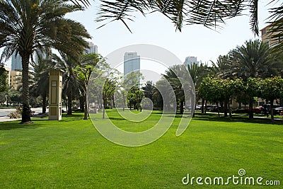 Path with cityscape backdrop Stock Photo