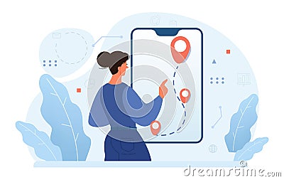 Path concept. Life course or business way, plan or strategy. Cartoon Illustration