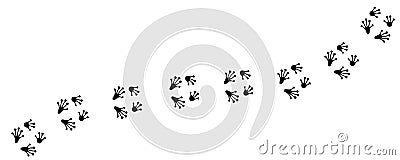 Path footprints of Frog or Toad. Tracks of paw prints. Silhouette. Vector isolated on white. Trail of Amphibian. Pet Vector Illustration