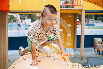 Path goal direction child boy park game concept Stock Photo