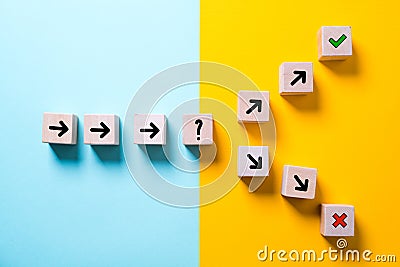 Path leads to decision which changes the path in two directions Stock Photo