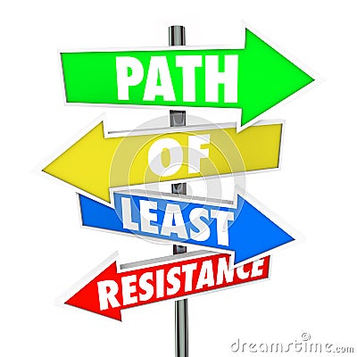 Path of Least Resistance Word Arrow Signs Avoid Conflict Take Ea Stock Photo