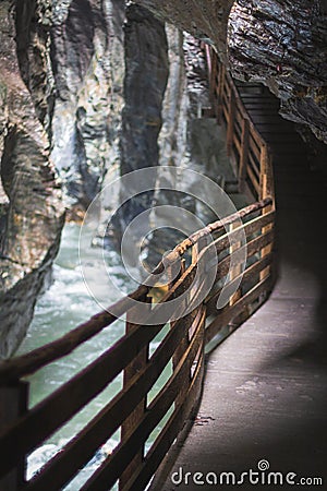 Path inside Liechtensteinklamm in the Austrian Alps Stock Photo