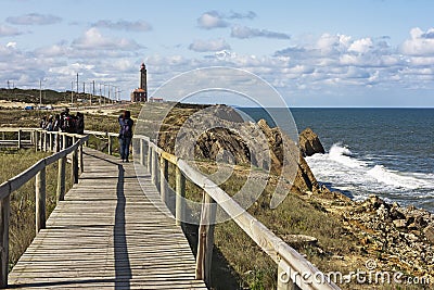 Path of Lighthouse of Penedo da Saudade Stock Photo