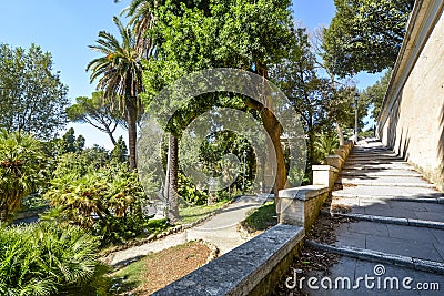 Path from the Piazza del Popolo to the Village Borghese and Borghese Gardens on the Pincian hill overlooking Rome, Italy. Stock Photo