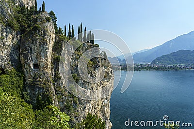 Path of Ponale on the Garda lake, Trentino, Italy Stock Photo