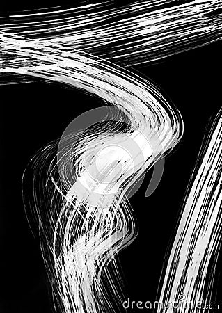 Path of reflection on the sheet format with a wide brush. Calligraphy with wide ink brush on format. Abstraction profit. Stock Photo