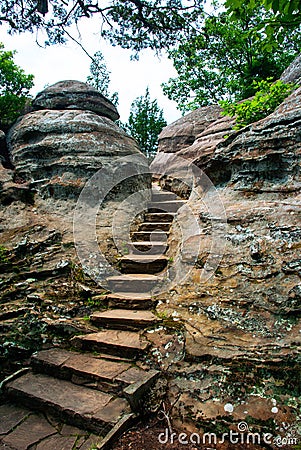 Path in rocks, Garden of the Gods Wilderness, Illinois, USA Stock Photo