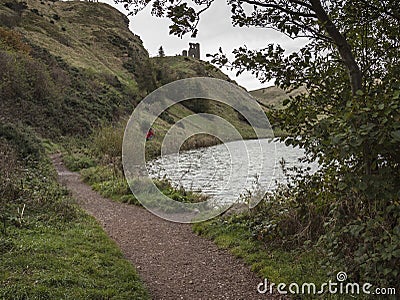 Path at St. Margaret's Lock, Holyrood Park, Edinburgh Stock Photo