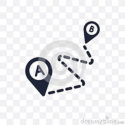 Path A to B transparent icon. Path A to B symbol design from Map Vector Illustration