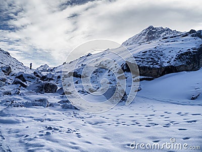 Path to Gorak Shep on Everest Base Camp Trek Stock Photo