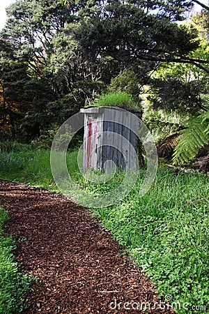 Path to outhouse Stock Photo