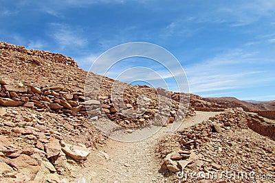 The path to the Pukara de quitor ruins in Chile Stock Photo