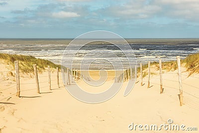 Path trough the dunes to the beach of Zandvoort, Netherlands Stock Photo