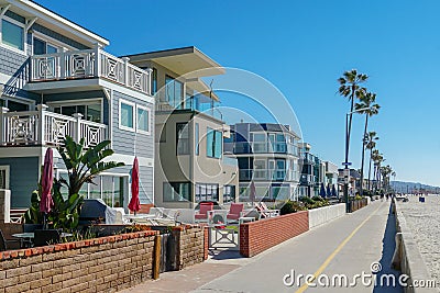 Path and walkway along Mission Beach, San Diego, California, USA. Editorial Stock Photo