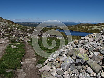 Path on the way to Gaustatoppen, the highest mountain in Telemark, Norway Stock Photo