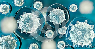 Pathogen micro organisms in blue background Cartoon Illustration