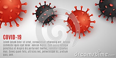 Pathogen organism Coronavirus for medical project. Covid-19 epidemic infectious disease. Cellular infection. Realistic virus model Vector Illustration