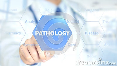 Pathology, Doctor working on holographic interface, Motion Graphics Stock Photo