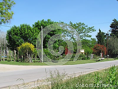 The paths and broad horizons, full of green, are only seen by those who go to the countryside . Stock Photo