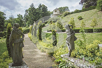 Pathway through Formal English Garden. Stock Photo