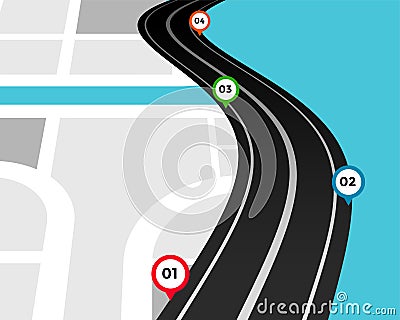 Pathway infographic template with location marks Vector Illustration