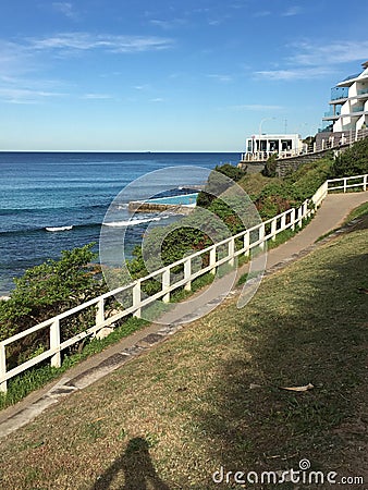Ocean view cliff top pathway Stock Photo