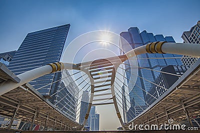 The pathway to Chong Nonsi Park in the heart of Bangkok that is unique to the beautiful sun Stock Photo