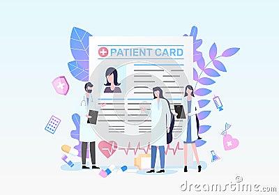 Patient Card Doctor Medical Diagnosis Discussion Vector Illustration