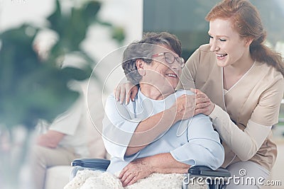 Patient and caregiver spend time together Stock Photo