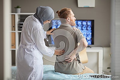Patient complaining of back pain Stock Photo