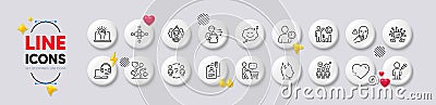 Patient, Consult and Clown line icons. For web app, printing. White buttons 3d icons. Vector Vector Illustration