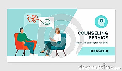 Patient and counselor talking together Vector Illustration