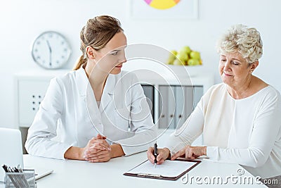 Patient with diabetes and dietician Stock Photo