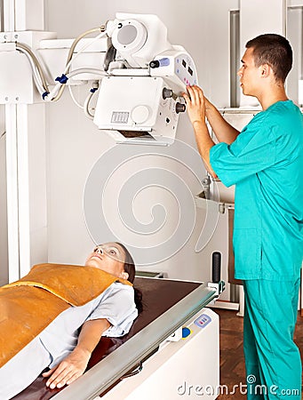 Patient with doctor radiologist. Stock Photo
