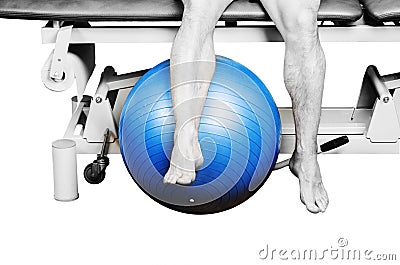 Patient is doing an active exercise of tight hamstrings in silh Stock Photo