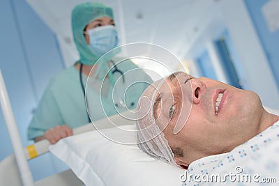 Patient before going into surgery Stock Photo