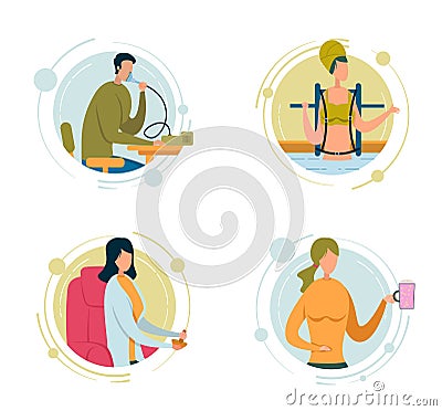 Patient Having Medical Procedure, Breathe in Mask. Vector Illustration